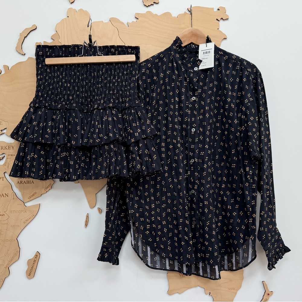 Isabel Marant Etoile navy set, Saoli Shirt + Naomi skirt, FR 40
